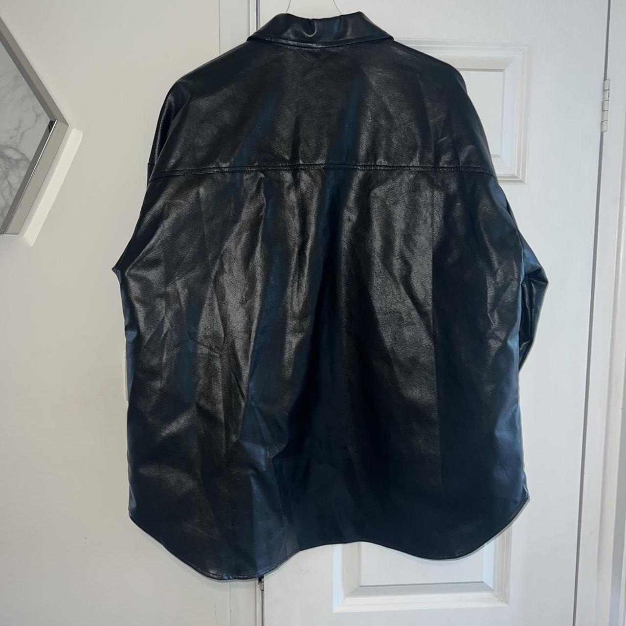 SHEIN Black Leather Shacket - UK Size XL - Mint... - Depop