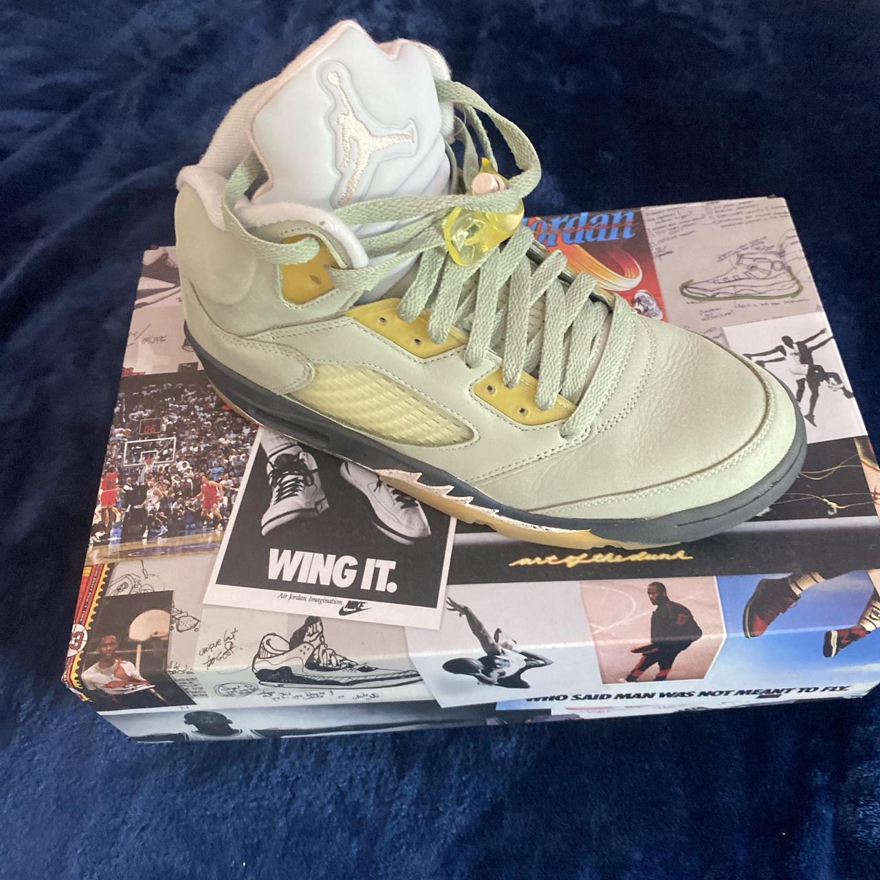 olive green jordans 5