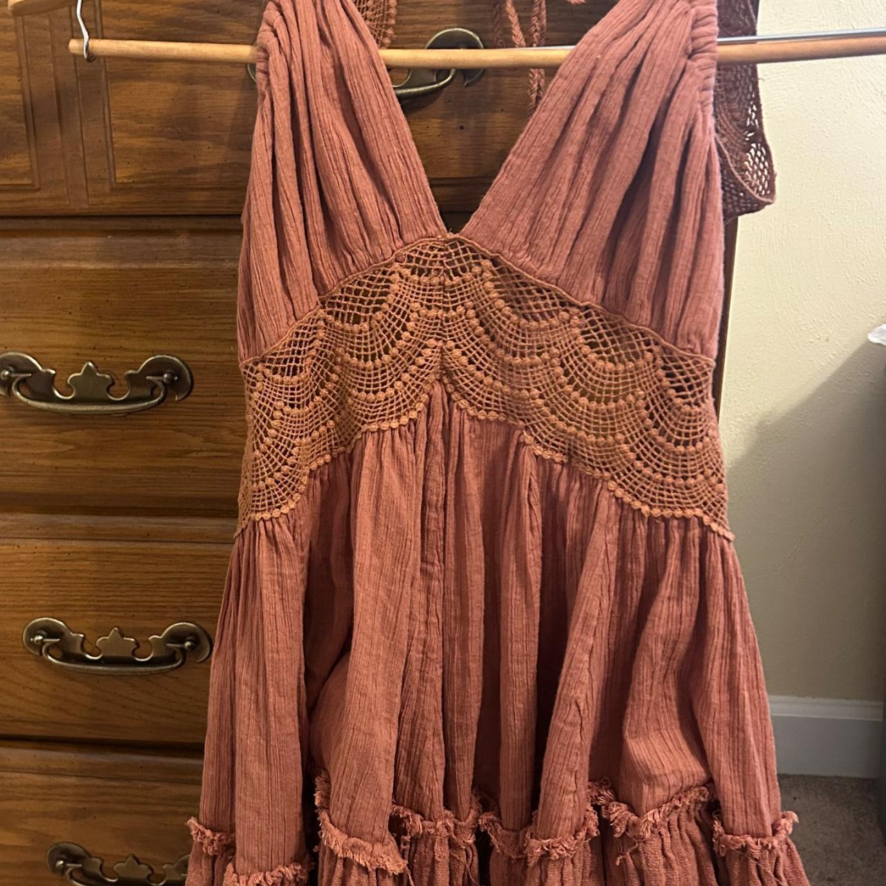 Burnt pink Free People 200 Degree Mini Dress Size XS. Depop