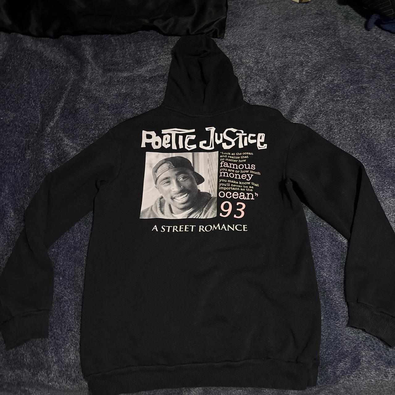 Black and white Tupac hoodie with quote on the back