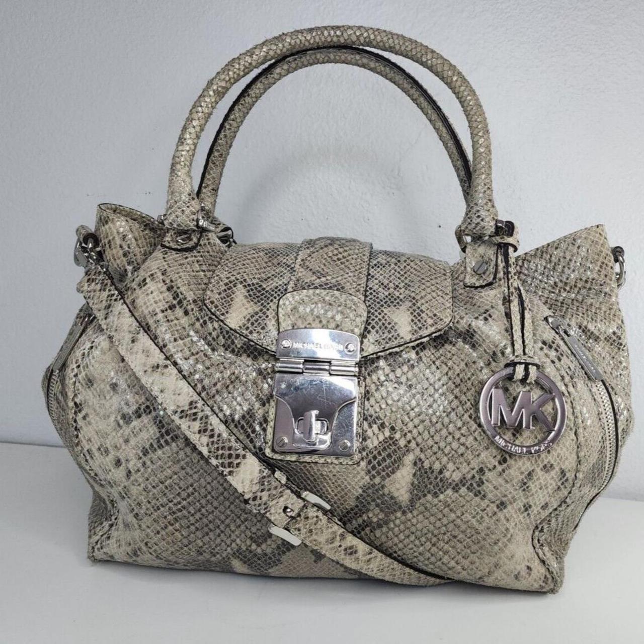 Python Embossed Leather Hobo Michael Kors Python Handbag Grey