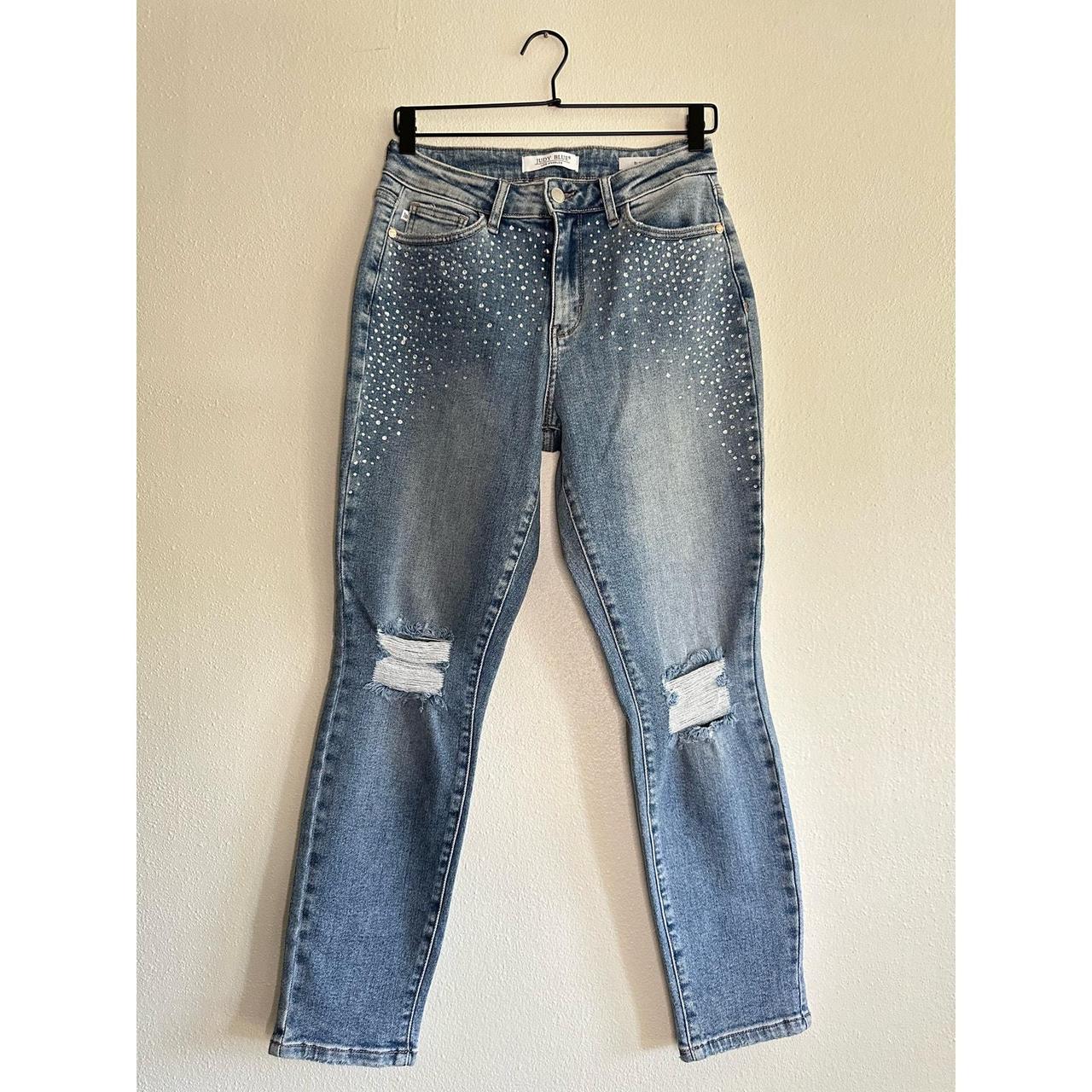 Judy Blue High Rise Rhinestone Embellished Jeans | Depop