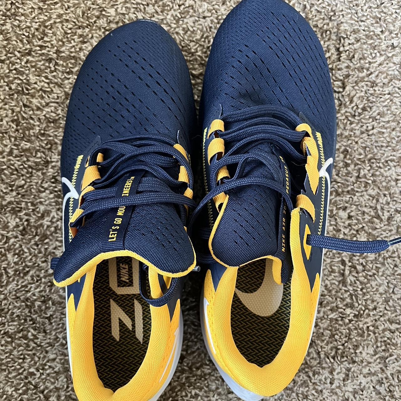 WVU Nike Air Zoom Pegasus 36 blue and gold sneakers