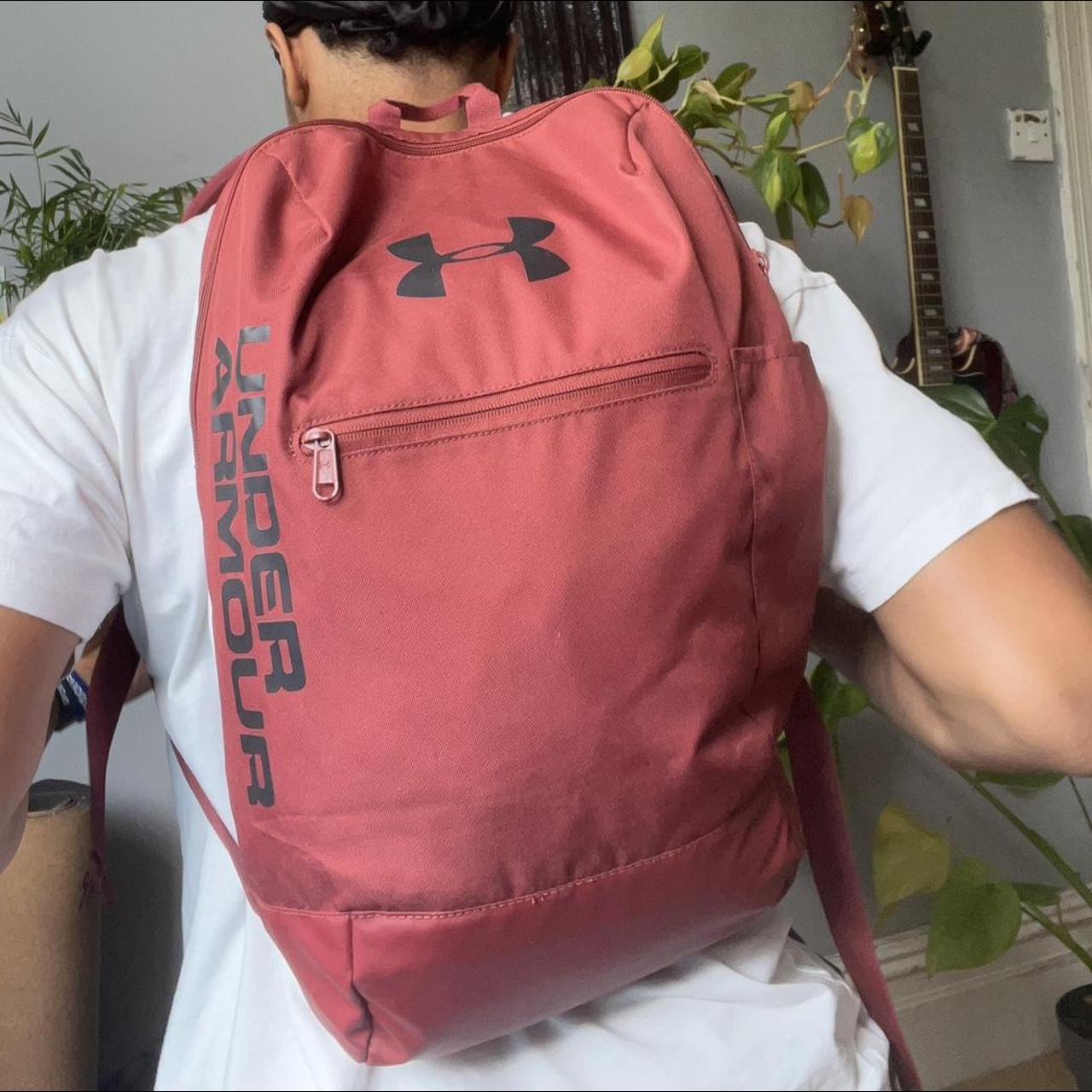 pink under armor backpack - Depop