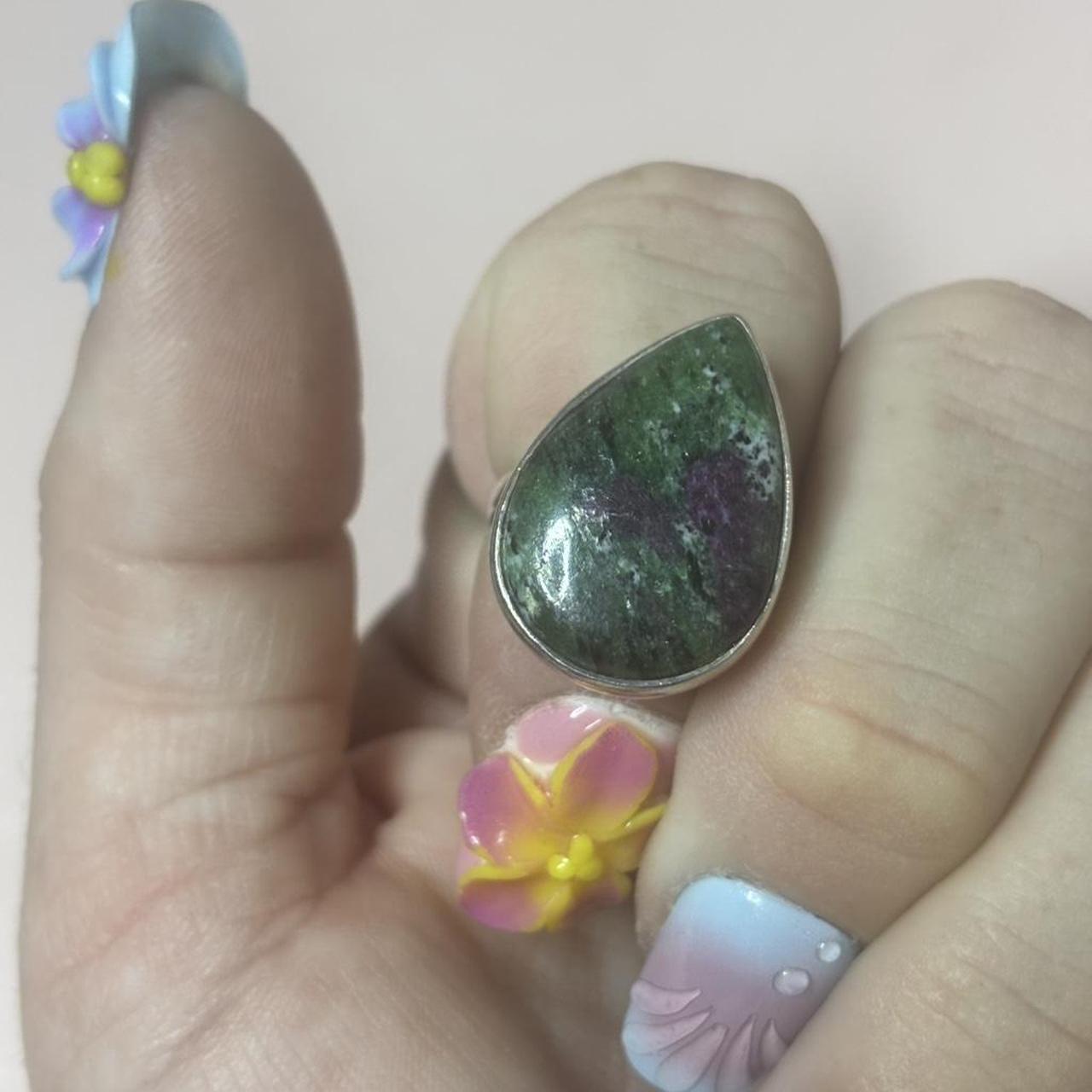 Women's Ring - Green/Silver – Ruby Zoisite Sterli… - image 6