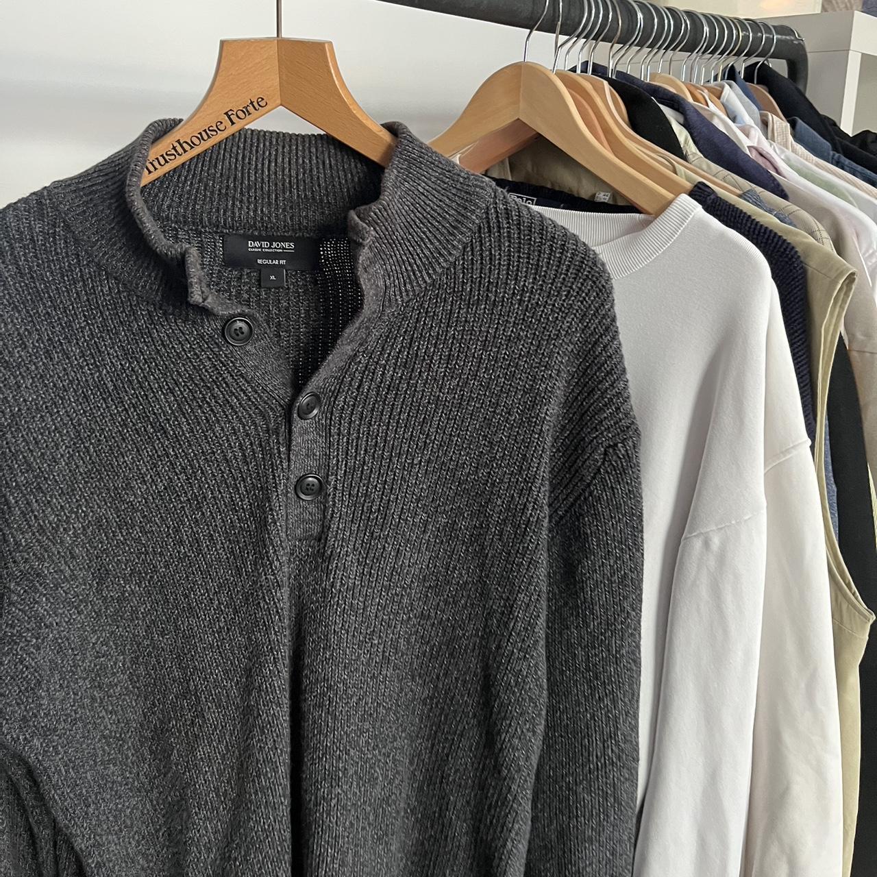 David Jones knitted sweatshirt Colour: Grey Size:... - Depop