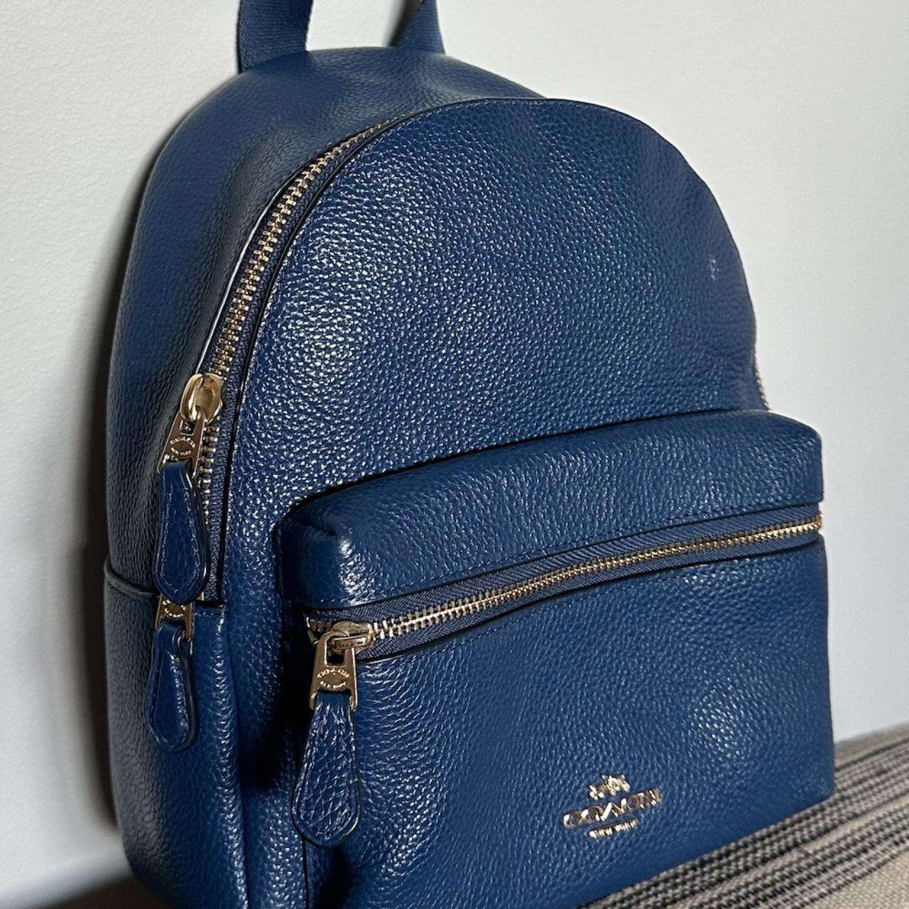 Coach pebble leather blue mini backpack