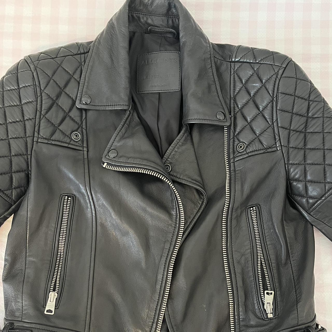 All Saints black leather biker jacket Quilted