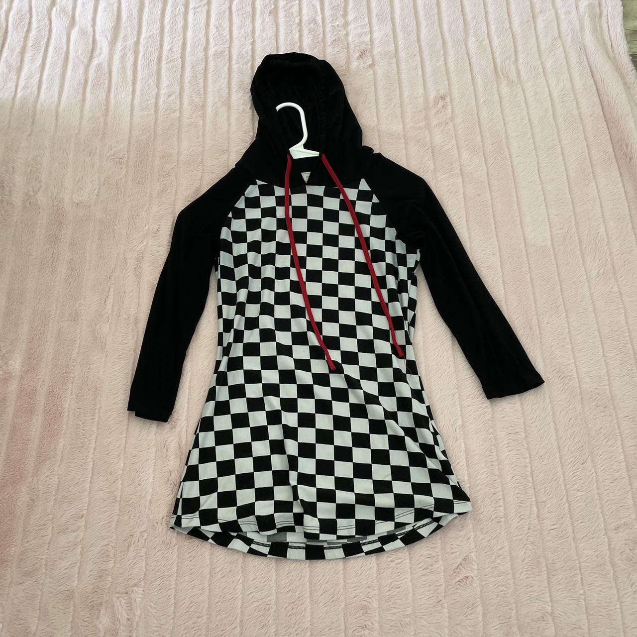 Black white and red checkered hoodie