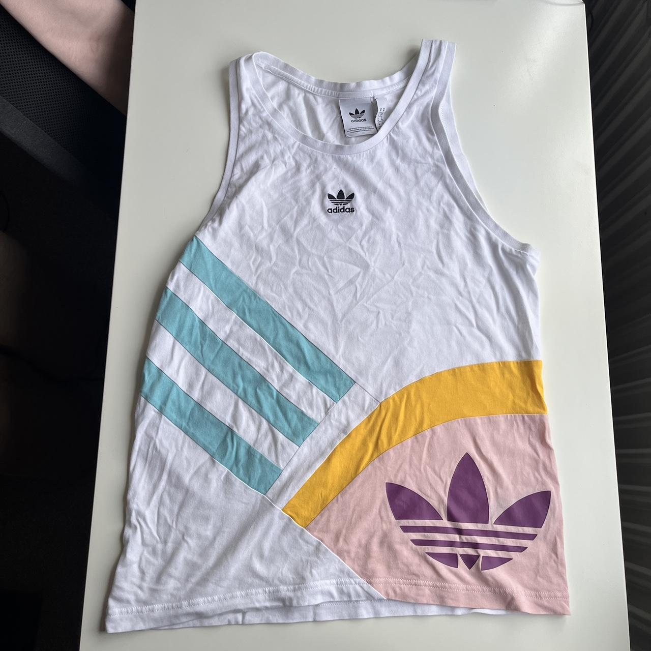 🔵 Adidas stripe multicolour tank top vest 🔵 Worn... - Depop