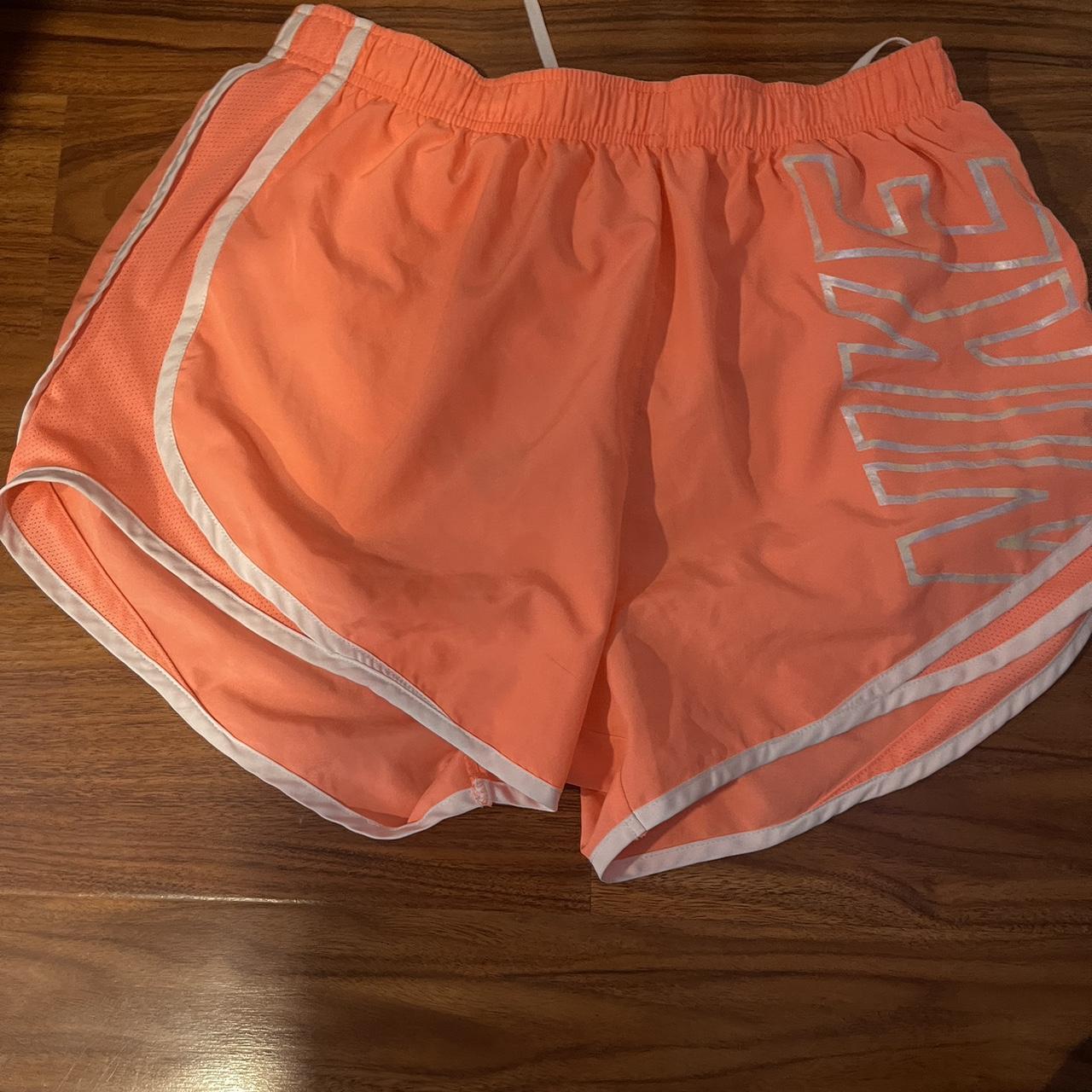 Orange and white nike shorts Depop