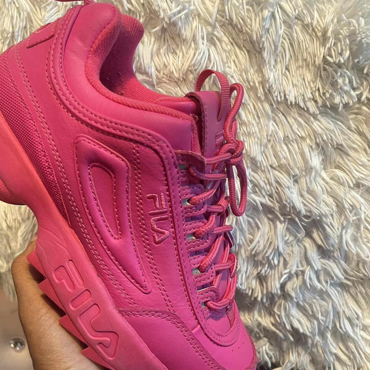 Pink fila disruptor trainers on sale