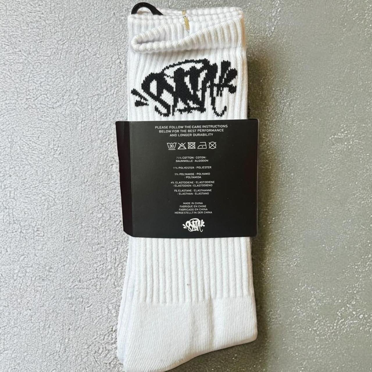Syna World white and blue socks Measurement One | Depop