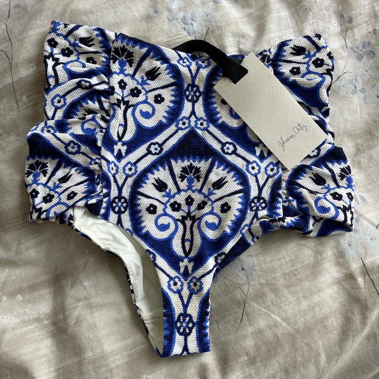 Johanna Ortiz Swim Bottoms Blue tile print Never... Depop