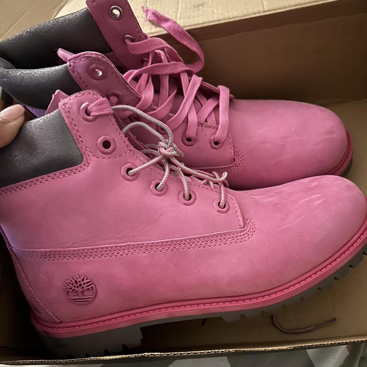 Pink timberlands best sale