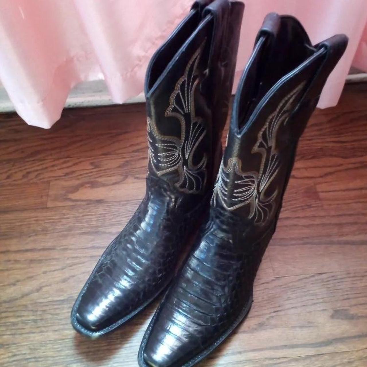 Black and silver cowboy boots La Tregua Black Cobra. Depop