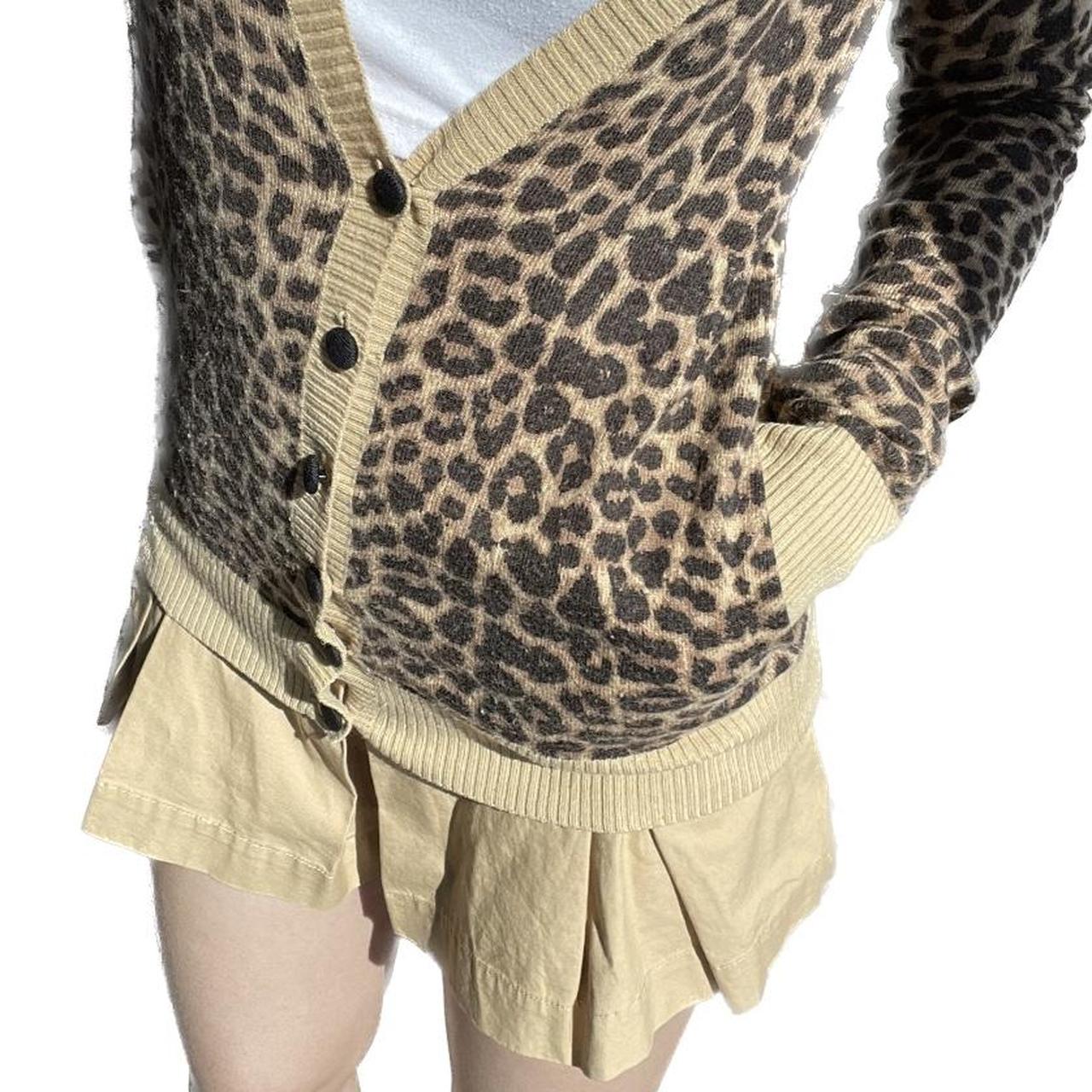 MOUSSY Women's Cardigan Tan/Brown XS – Leopard print cardigan