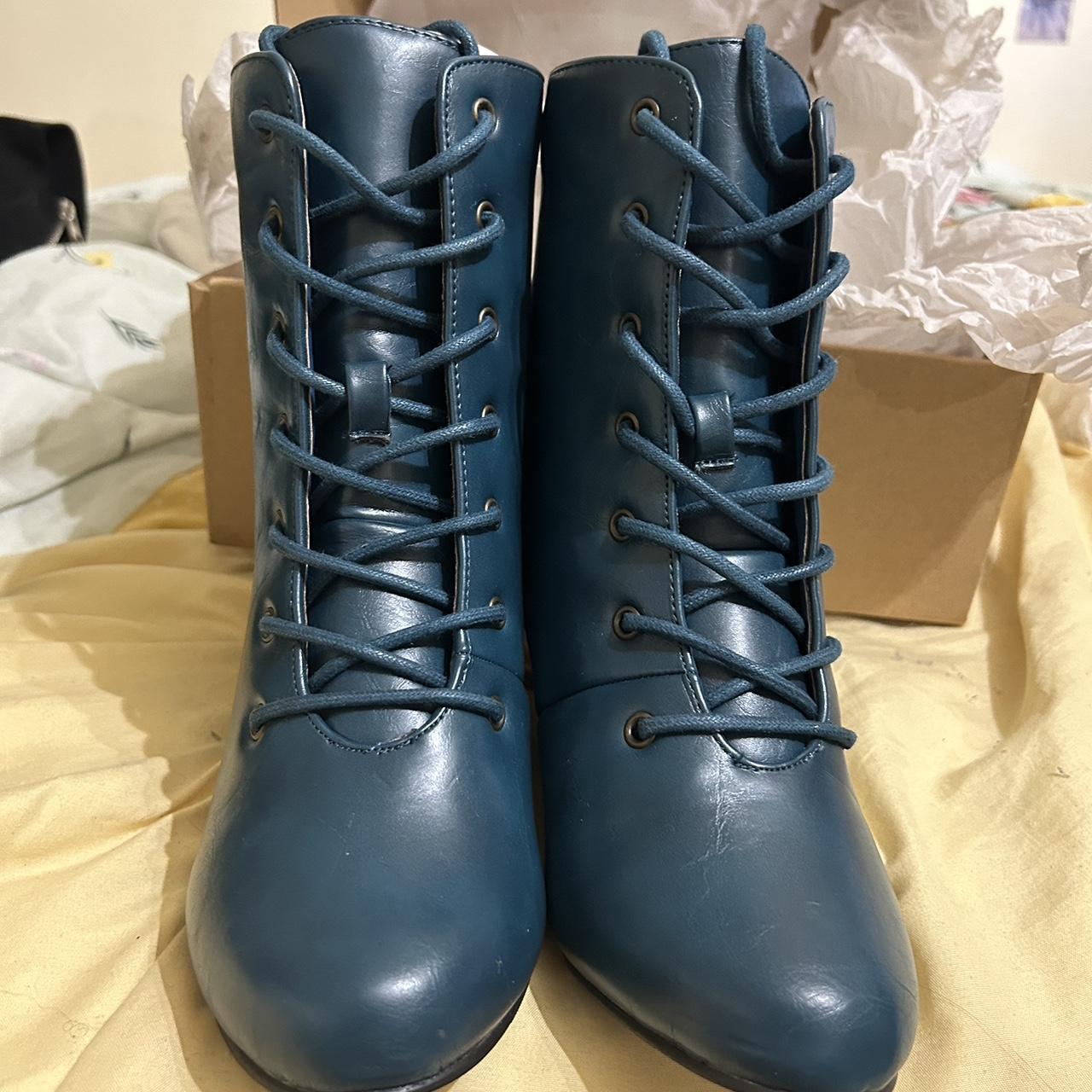 Blue and navy vintage style boots Never worn Size. Depop