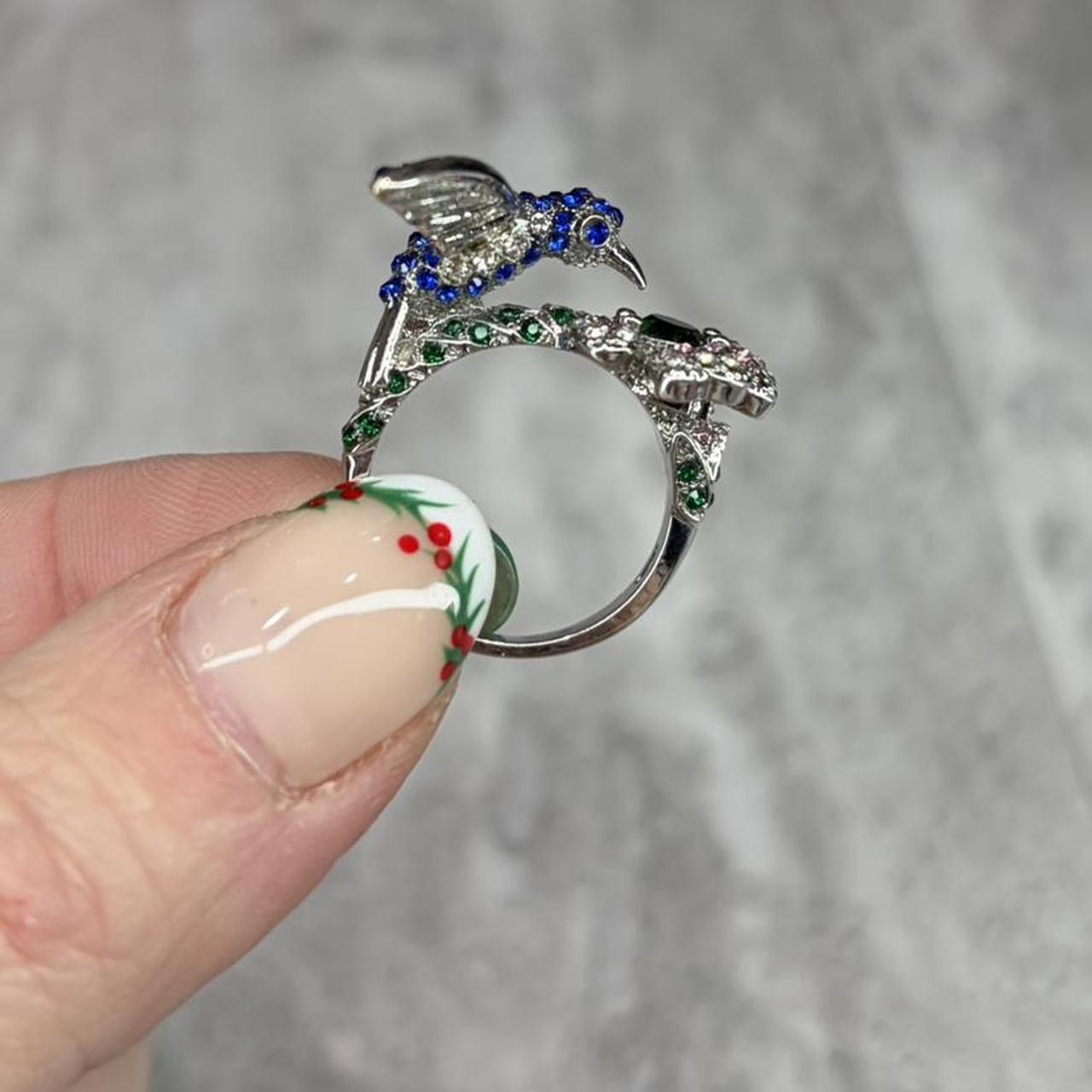 Women's Ring - Silver/Multi – Rhinestone Hummingb… - image 3