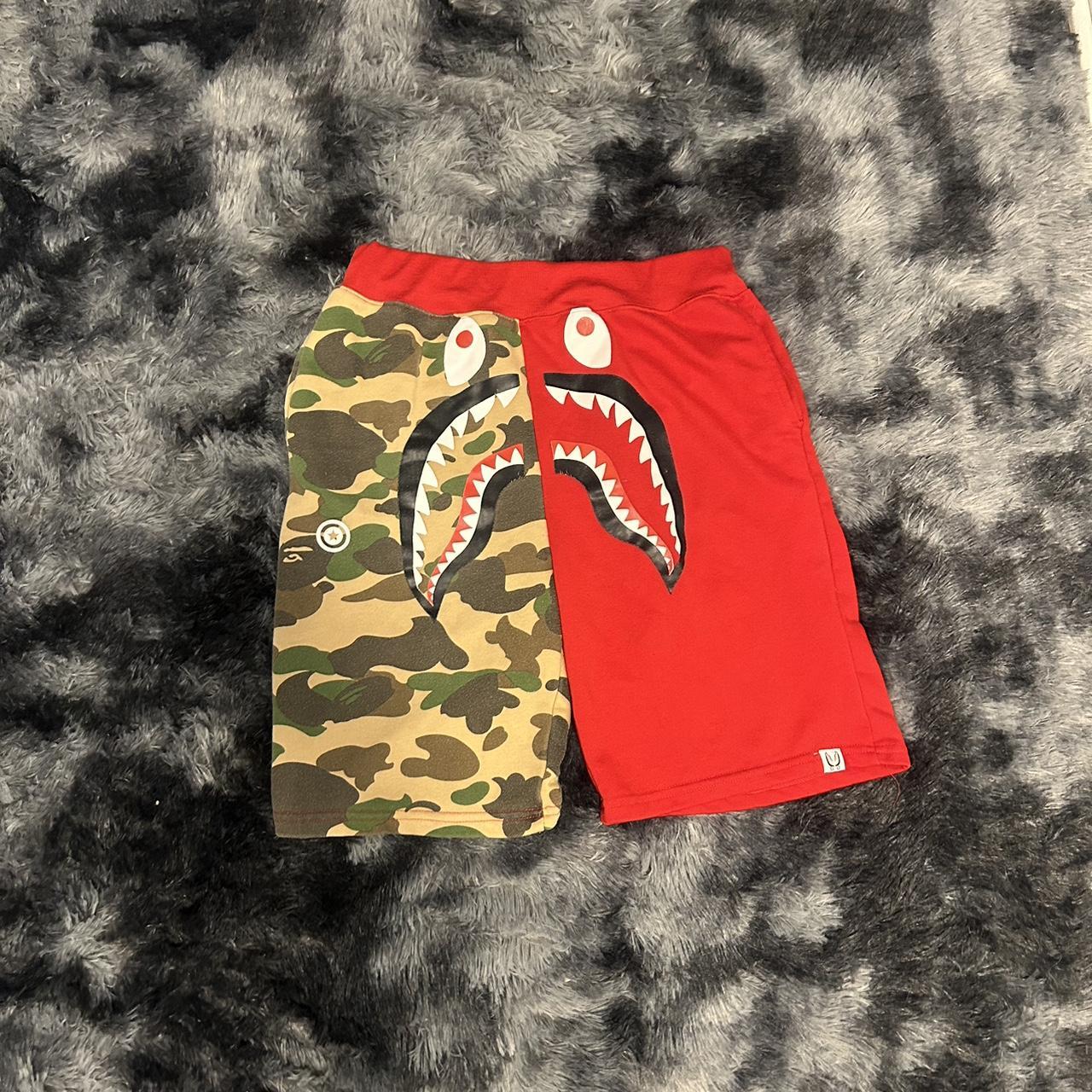 Red and green BAPE shorts Depop