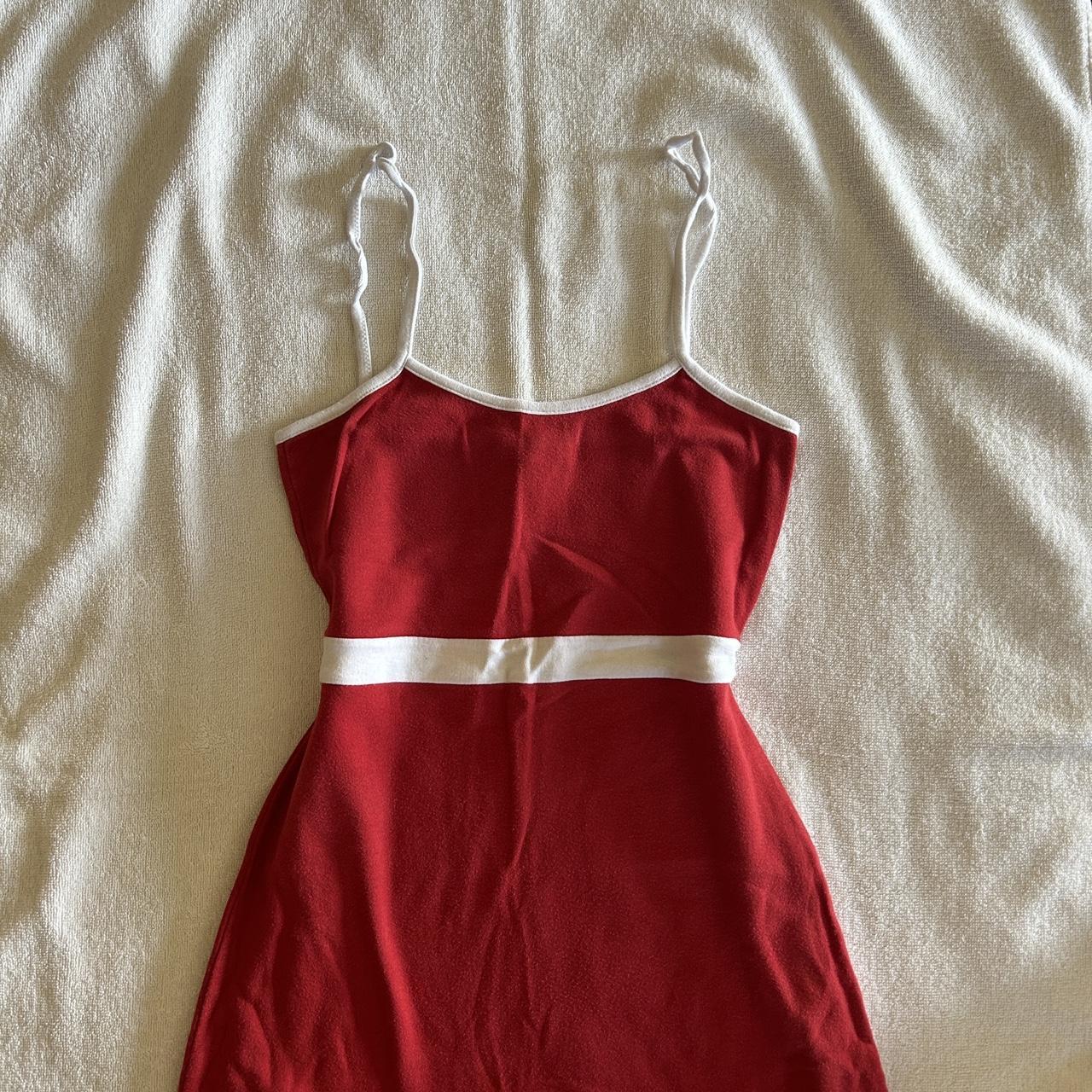 Brandy Melville Lilian Red and White Cotton Mini. Depop