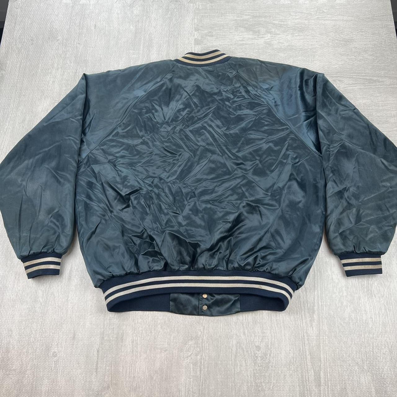 Vintage 80s blue satin jacket bomber varsity | Depop