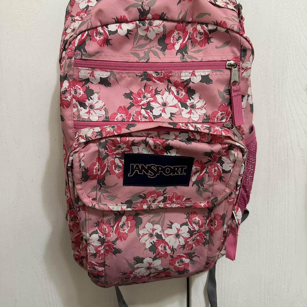 Jansport pink flower backpack Very big and spacious. Depop