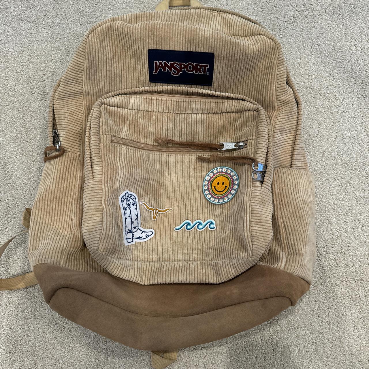 Jansport tan corduroy backpack perfect for school. Depop