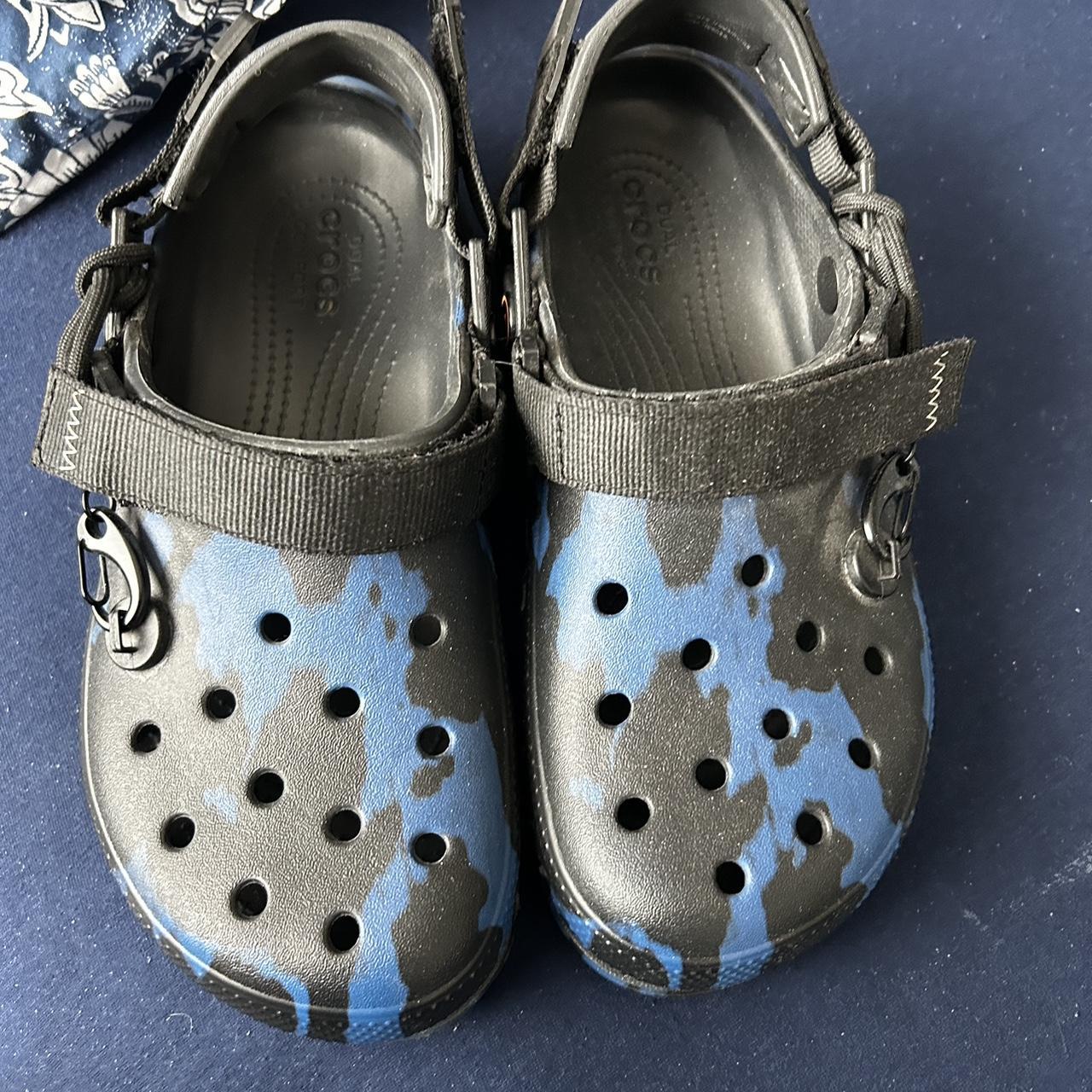 Post Malone Crocs black and blue clogs Depop