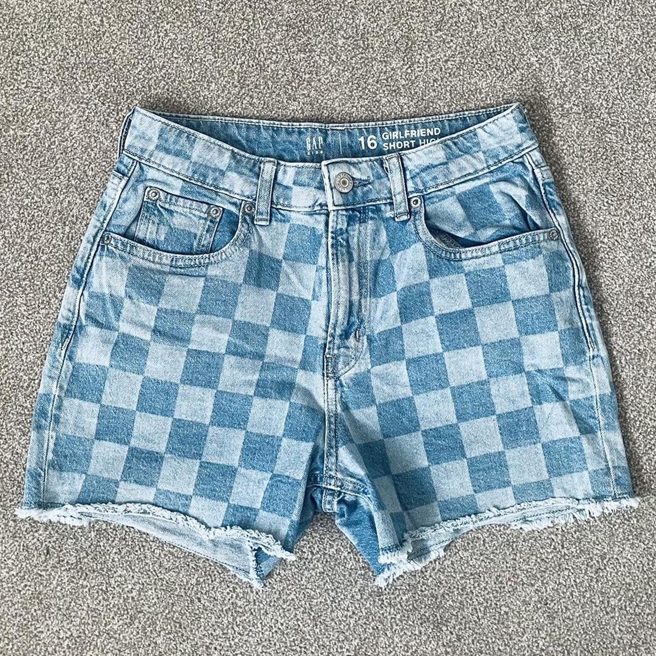dark wash and light wash checkered denim gap - Main Image