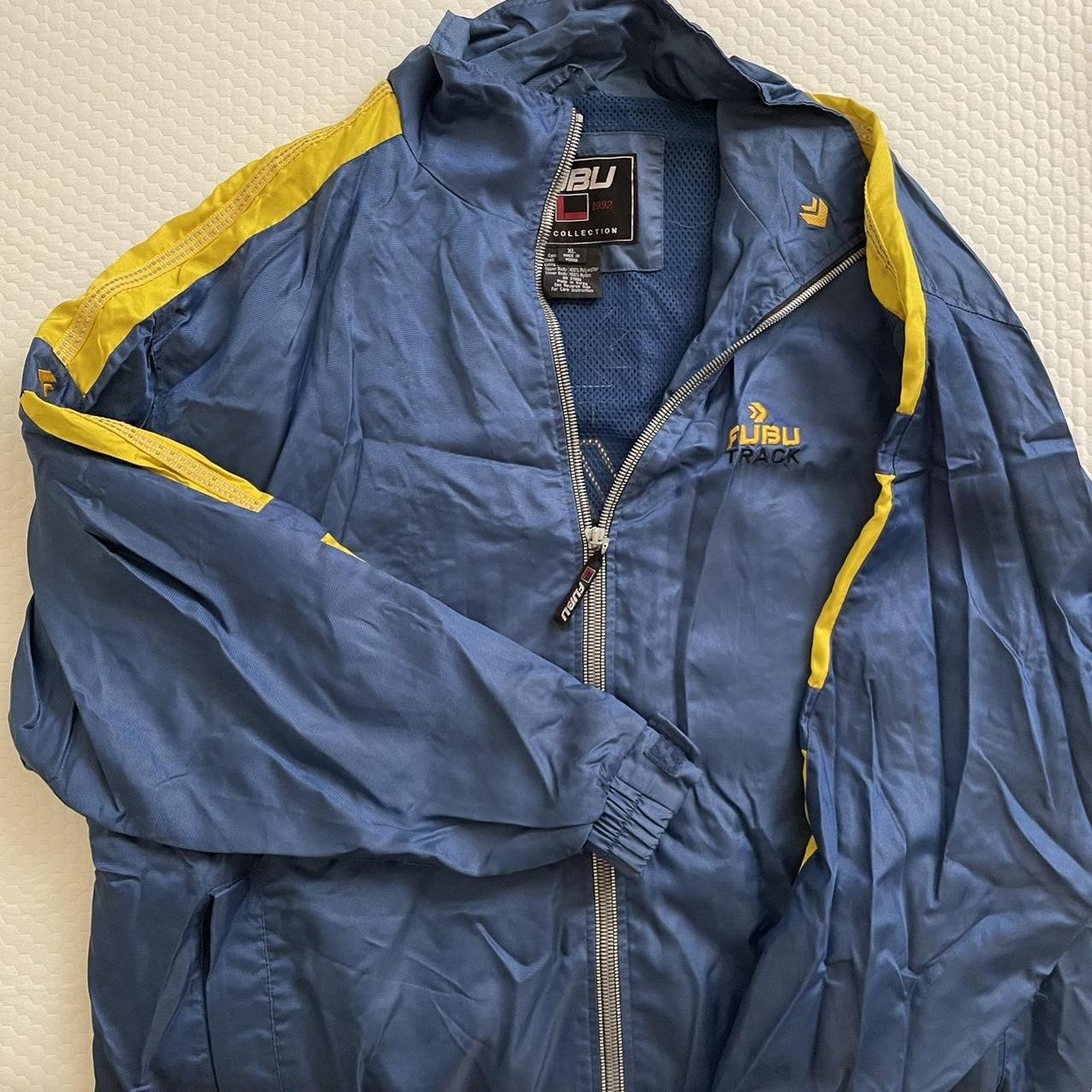 FUBU Men's Blue and Yellow Jacket | Depop