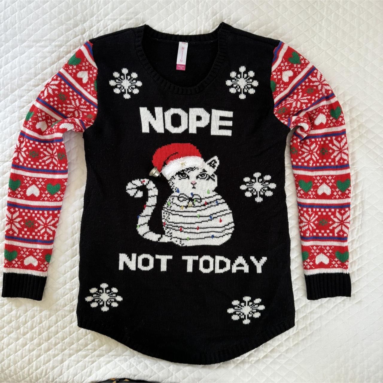 Nope Not Today Christmas Cat Ugly Sweater XXL 2XG. Depop