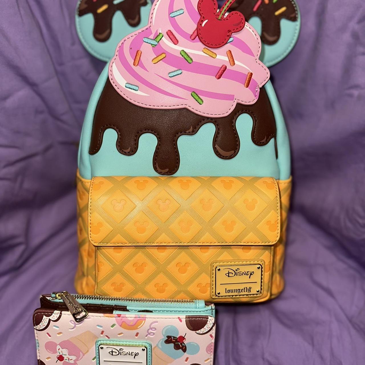 Loungefly mickey sundae online ice cream wallet mini backpack