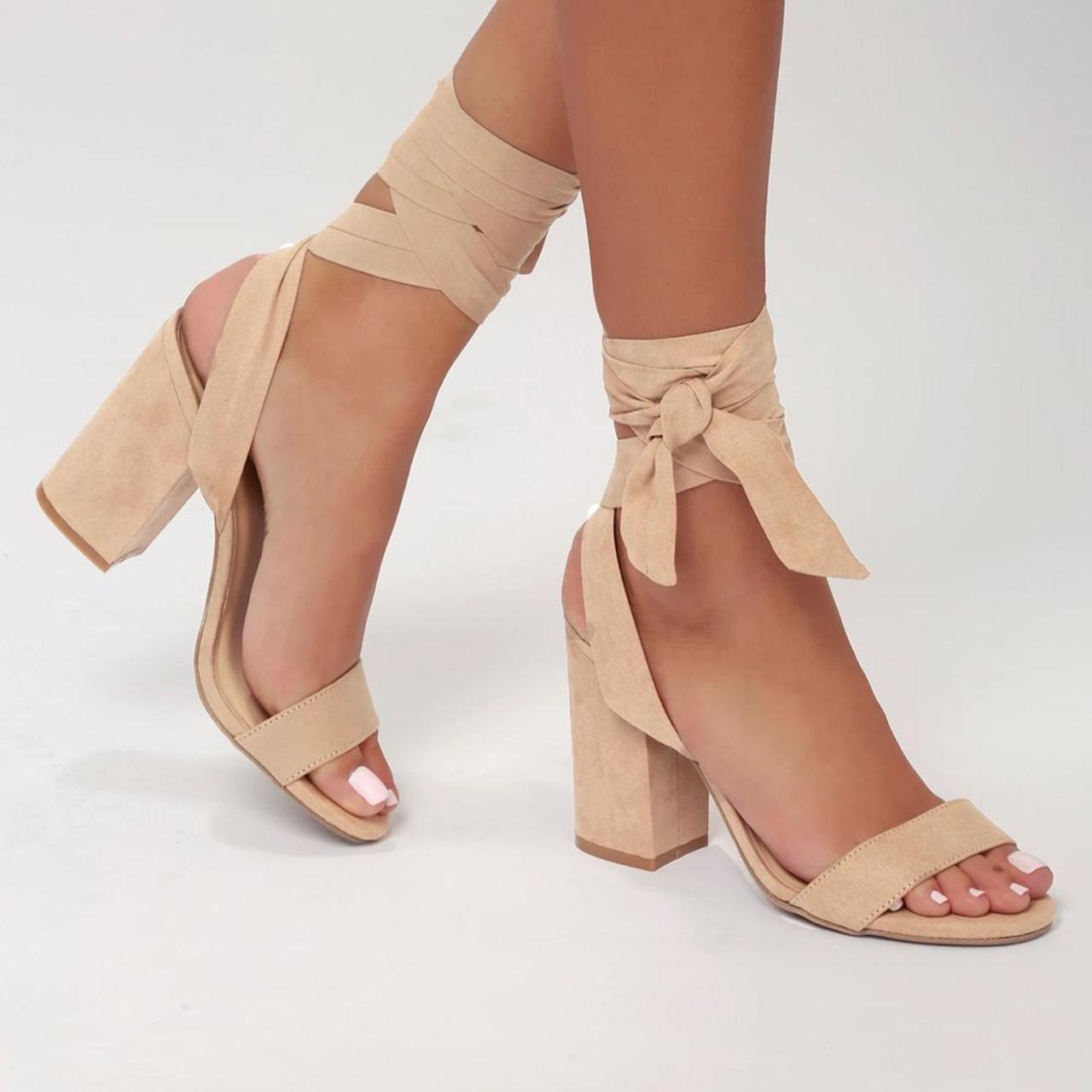 Tan lace up heels hotsell