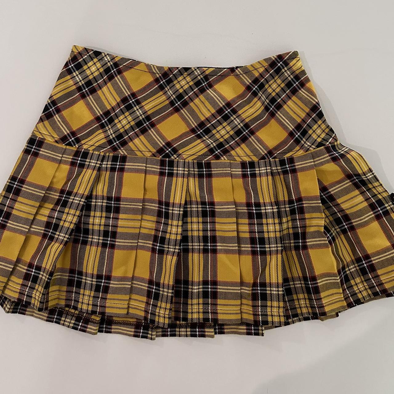 Tripp NYC Yellow and black plaid pleated mini Depop