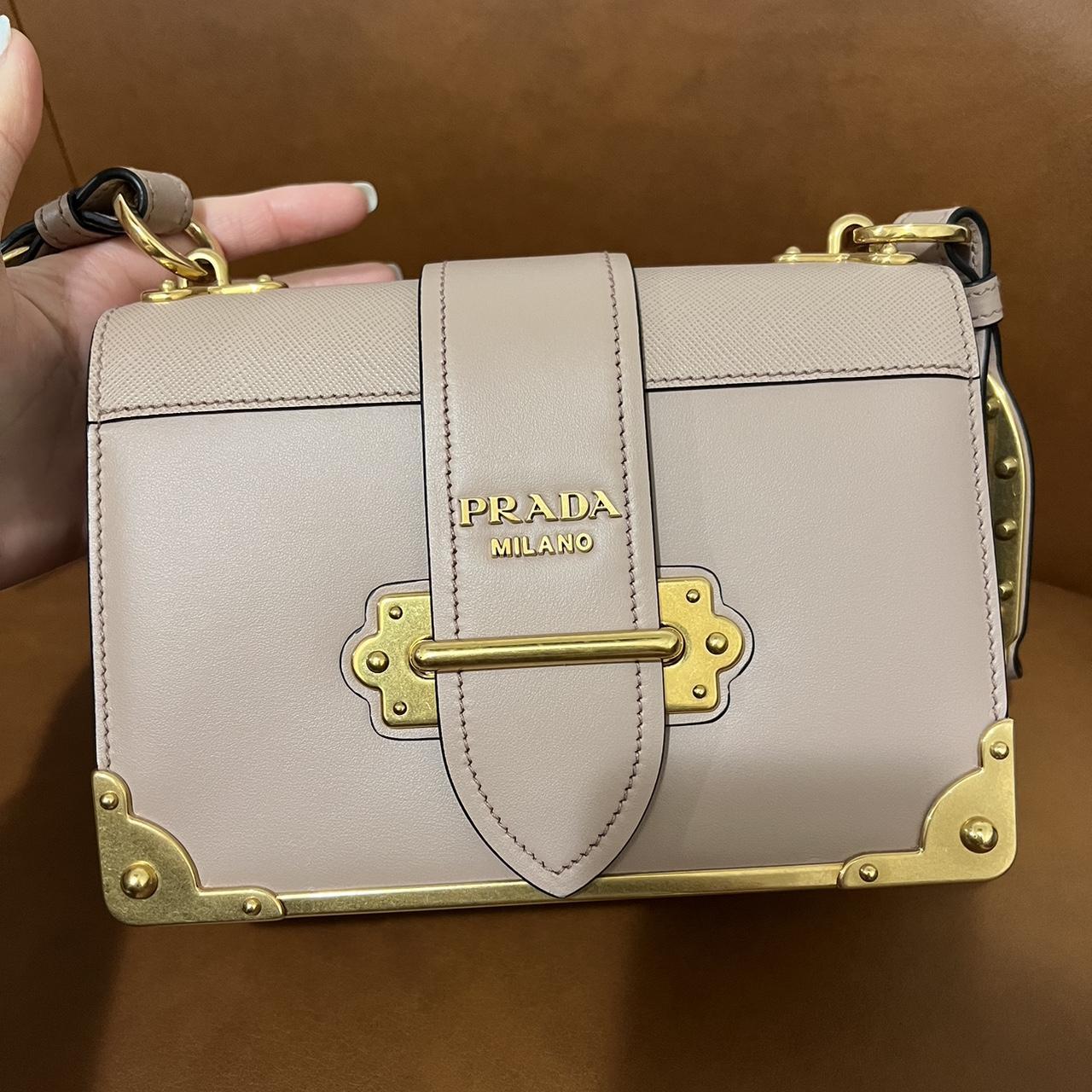 PRADA Cahier Shoulder Bag Powder Pink Worn a. Depop