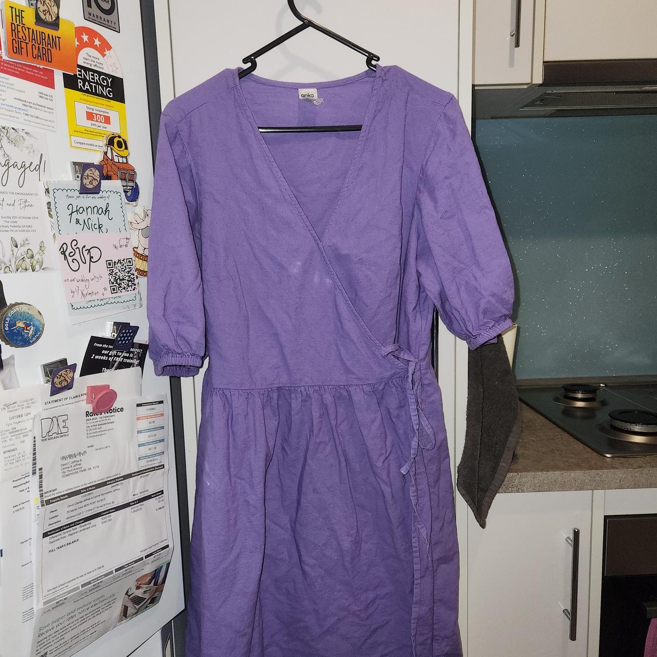 Purple wrap dress. Tie closure size 14 from kmart. Depop