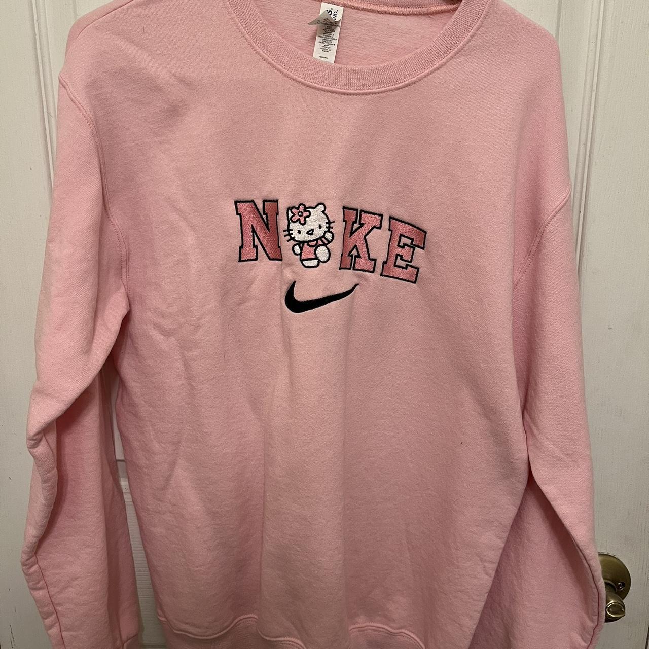 Hello Kitty nike pink crewneck sweatshirt with... Depop