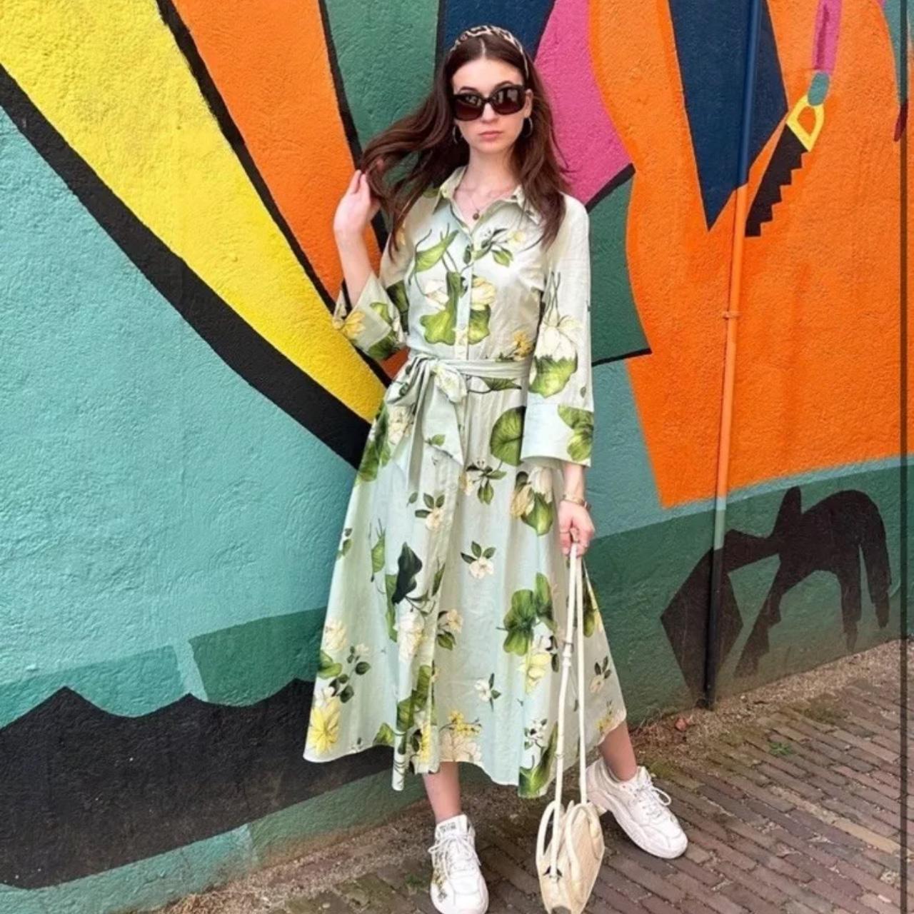 Floral Shirt Zara Woman Shirt Dress ZARA NEW WOMAN MIDI BELTED