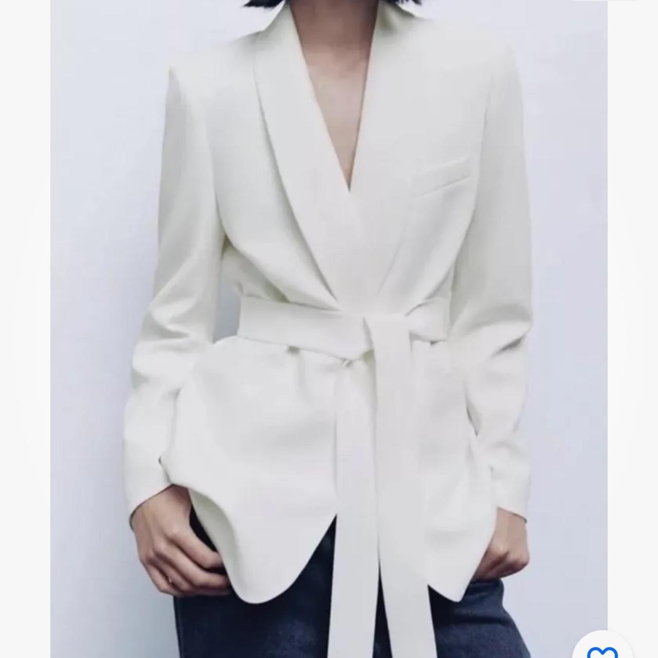 ZARA NEW WOMAN SS23 ECRU SHAWL COLLAR BLAZER WITH | Depop