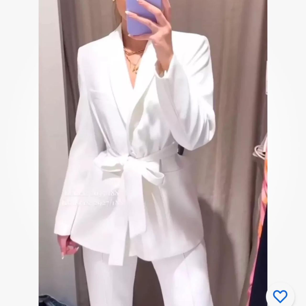 ZARA NEW WOMAN SS23 ECRU SHAWL COLLAR BLAZER WITH | Depop