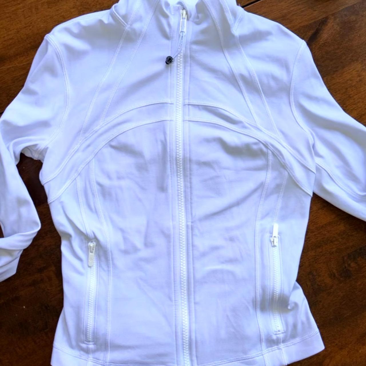 lululemon white cropped define jacket size 4 in... Depop