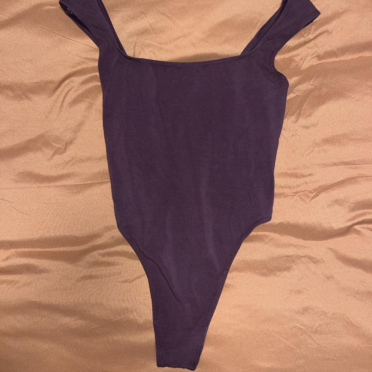 Skims Women's Burgundy And Brown Bodysuit | Depop