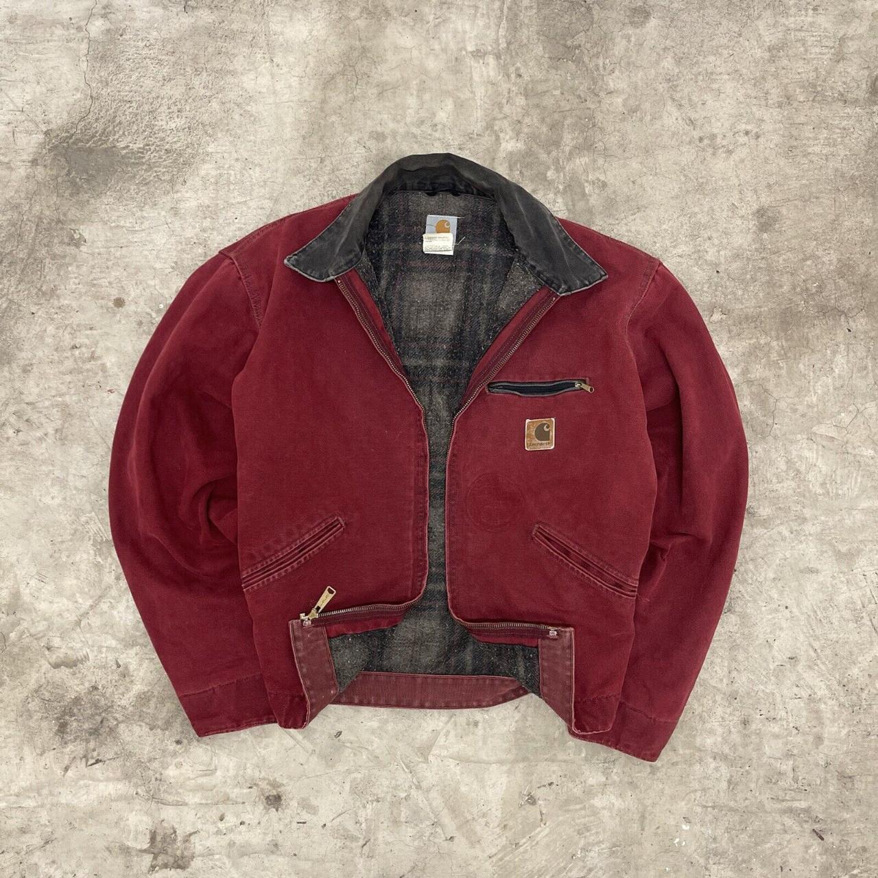 Carhartt Detroit Jacket CRI Crimson Red Color Vintage Size