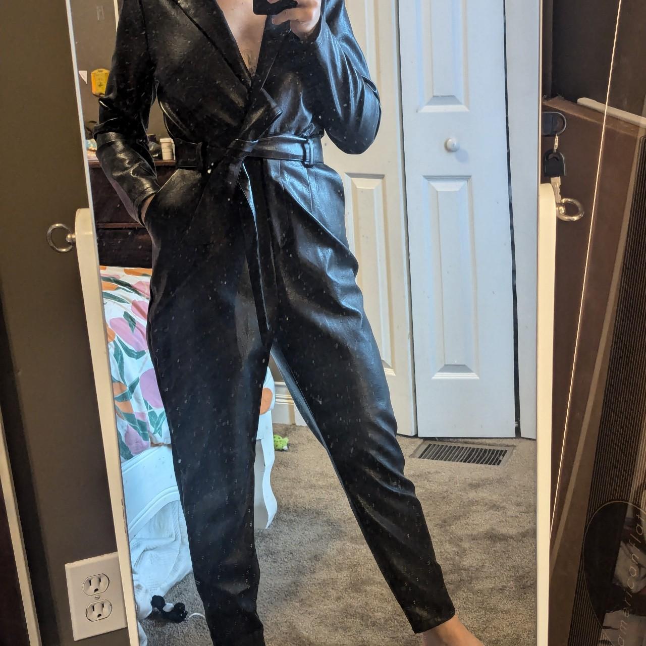 Missguided leather jumpsuit online