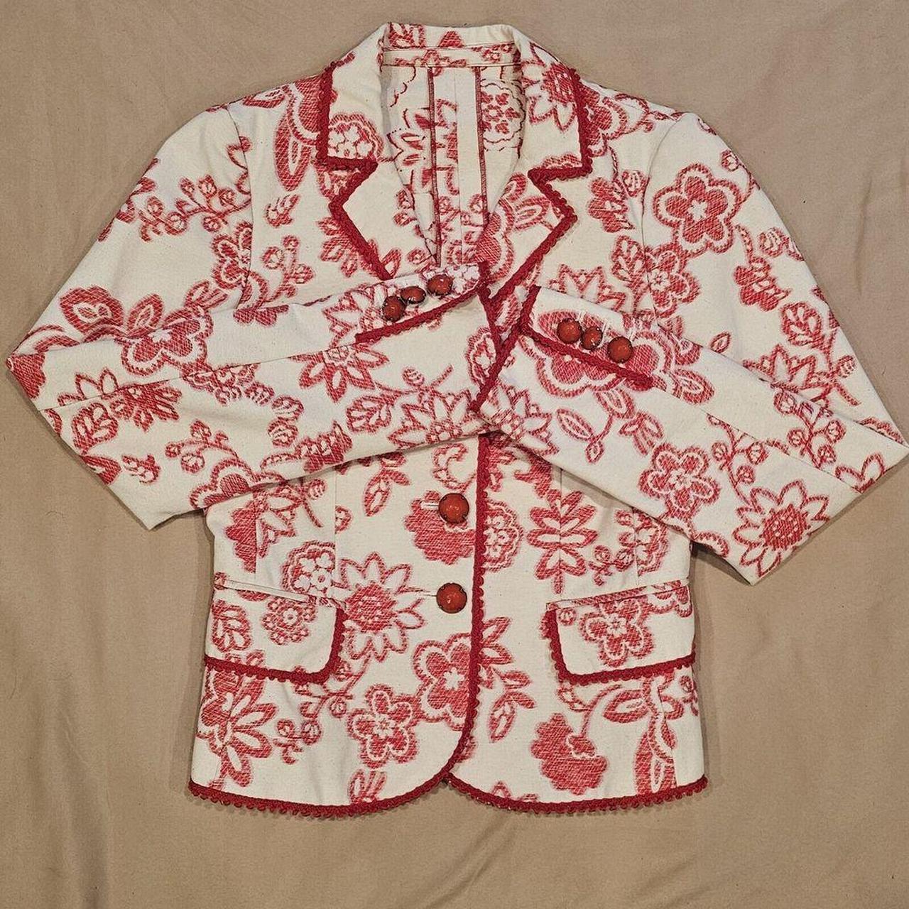 Women's Vest - Red - 6 – VTG "Moschino" Chic Red & Cream Floral …