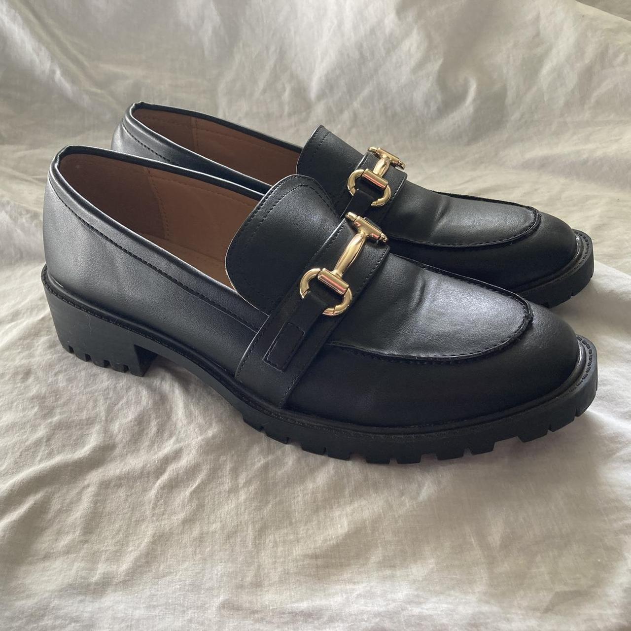 Sportsgirl black loafers with gold details. Only... Depop