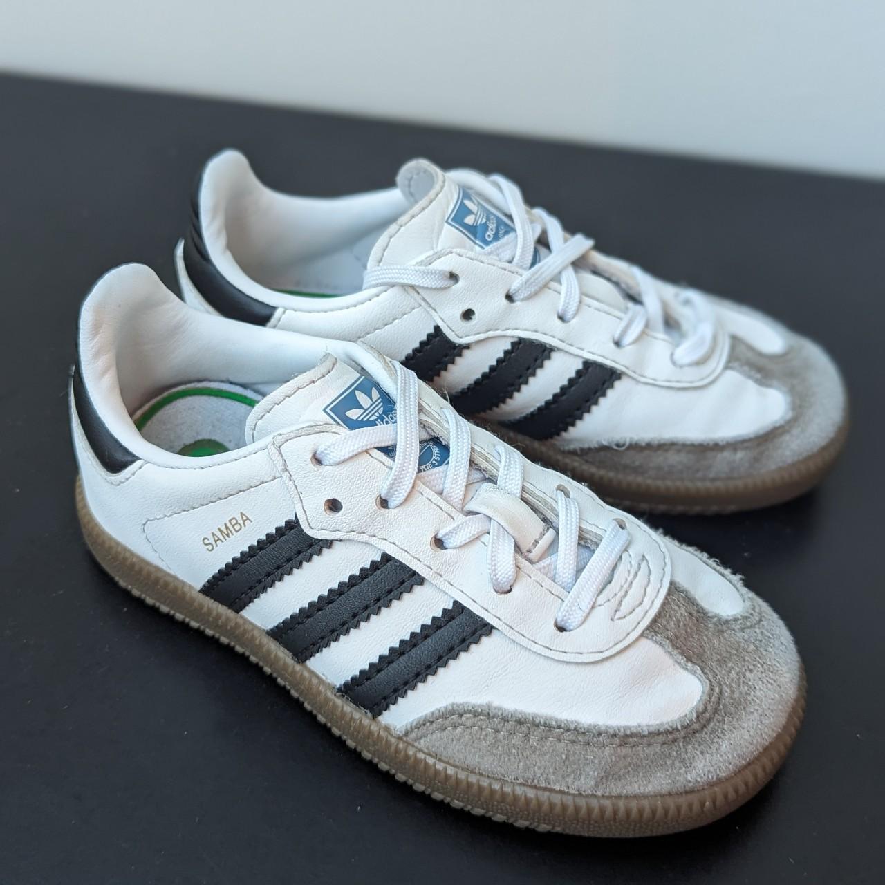 Kids Adidas Samba trainers sneakers White black 7... - Depop