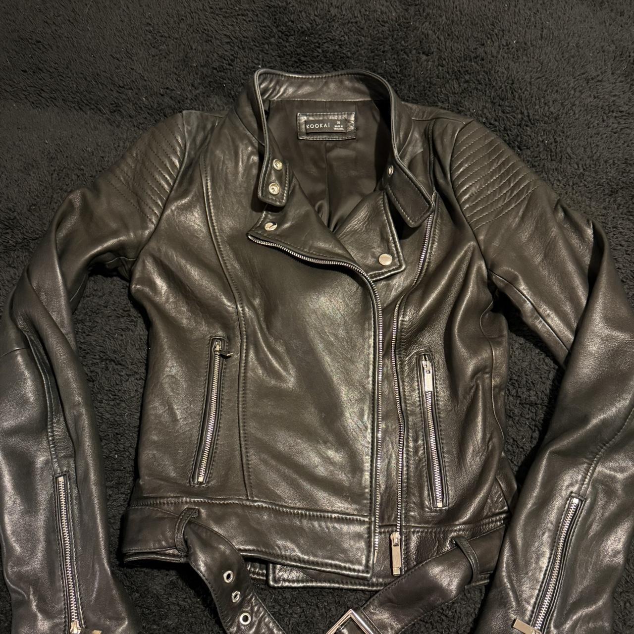 Kookai 100% leather biker jacket size 36/8 Depop