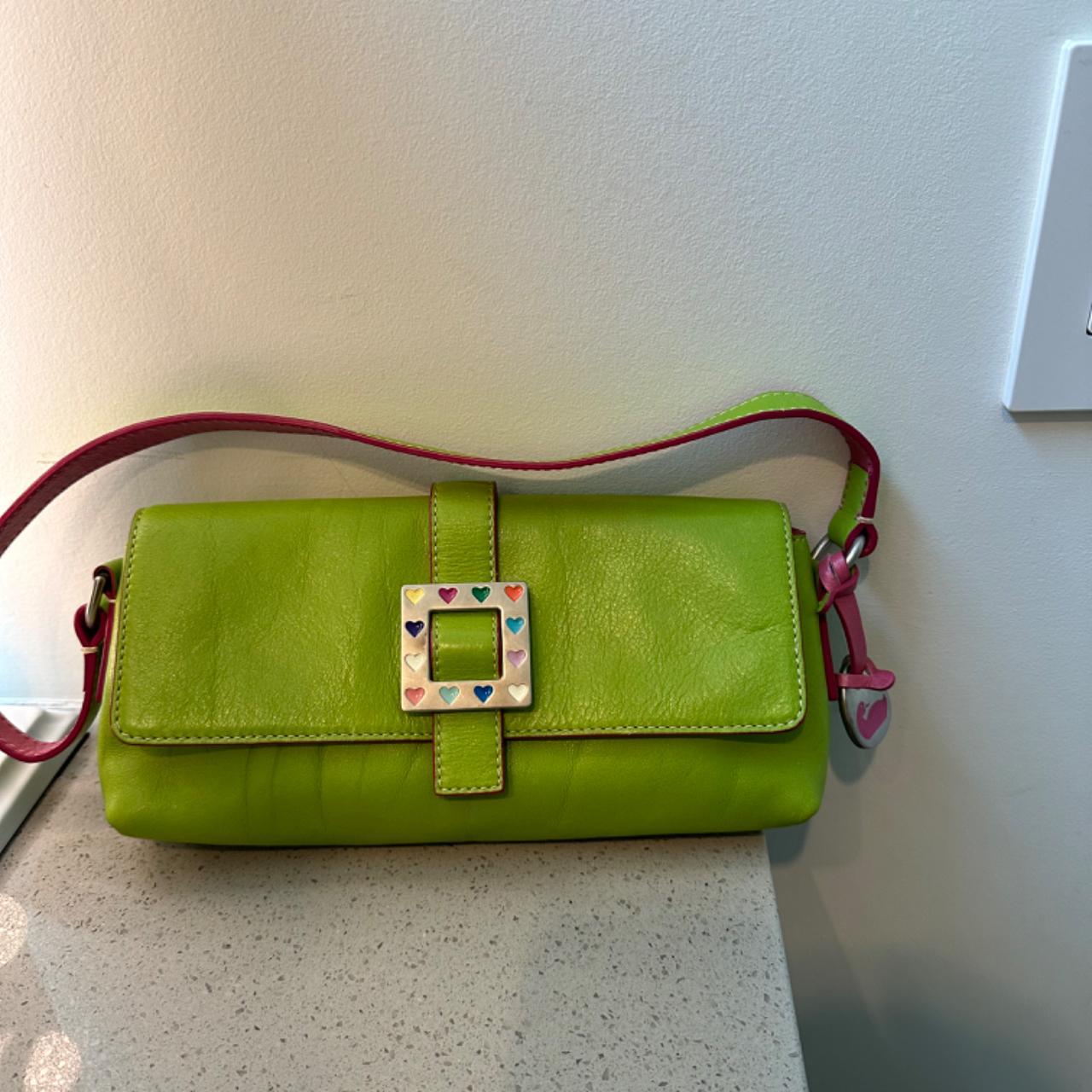 Vintage Y2K Dooney & Bourke Lime Green Leather Heart | Depop